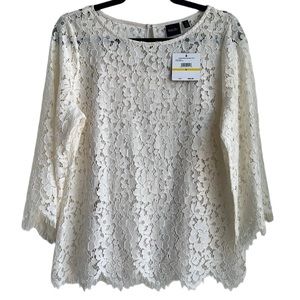 Rafaella Lace blouse floral lace blouse Egret